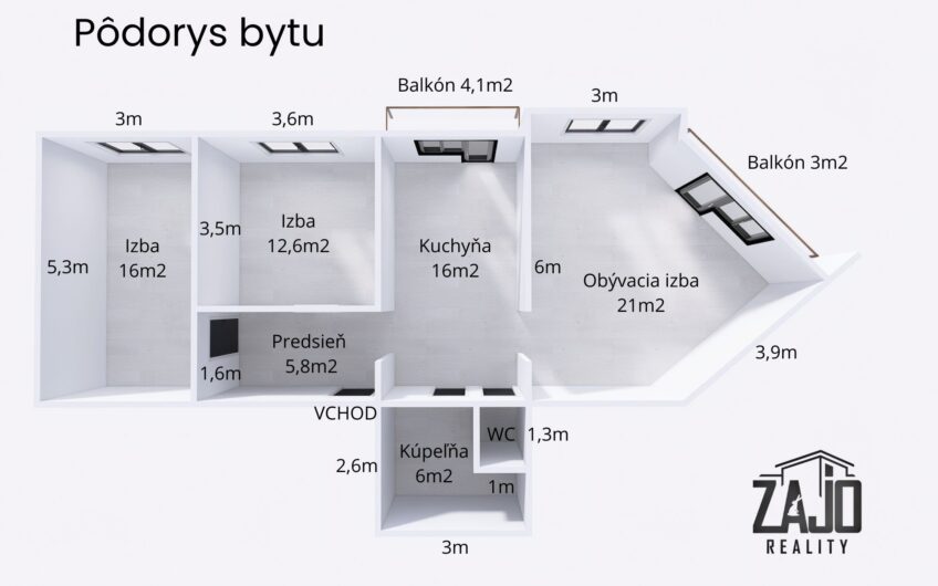 NA PREDAJ | Priestranný 3-izbový byt s garážou, Trenčín – Nad Tehelňou