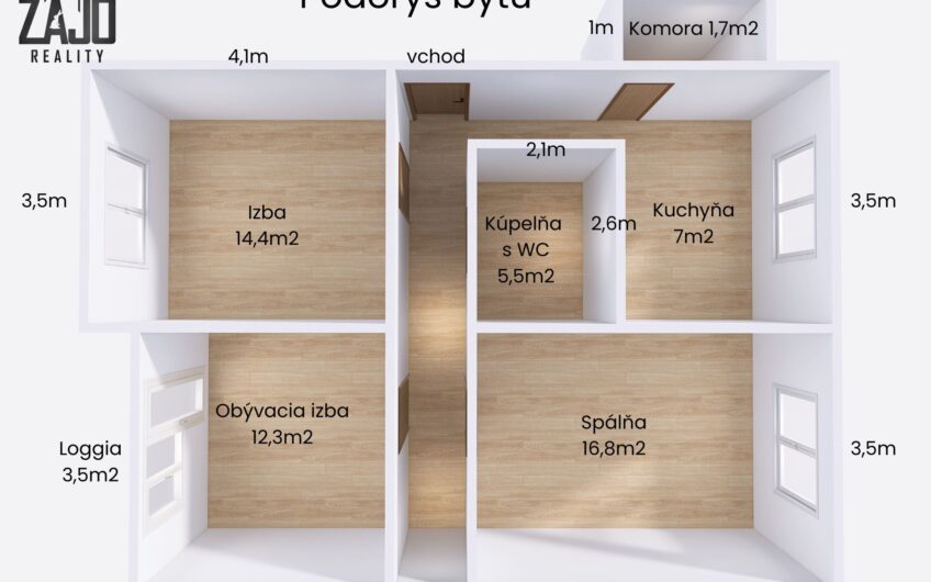 NA PREDAJ | Priestranný 3-izbový byt, 73 m² – Pádiveho ulica, Trenčín 